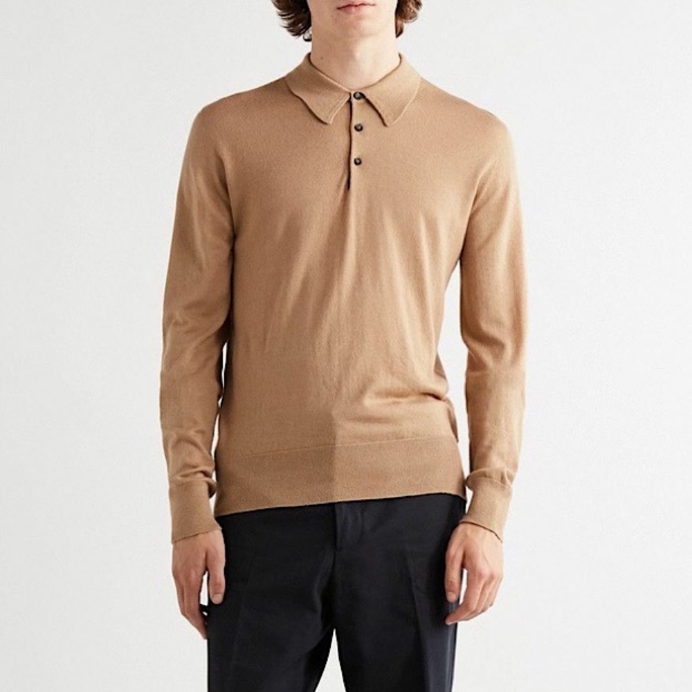 Mr Porter / Mr P. - Cashmere and Silk-Blend Polo Shirt - Brown M
